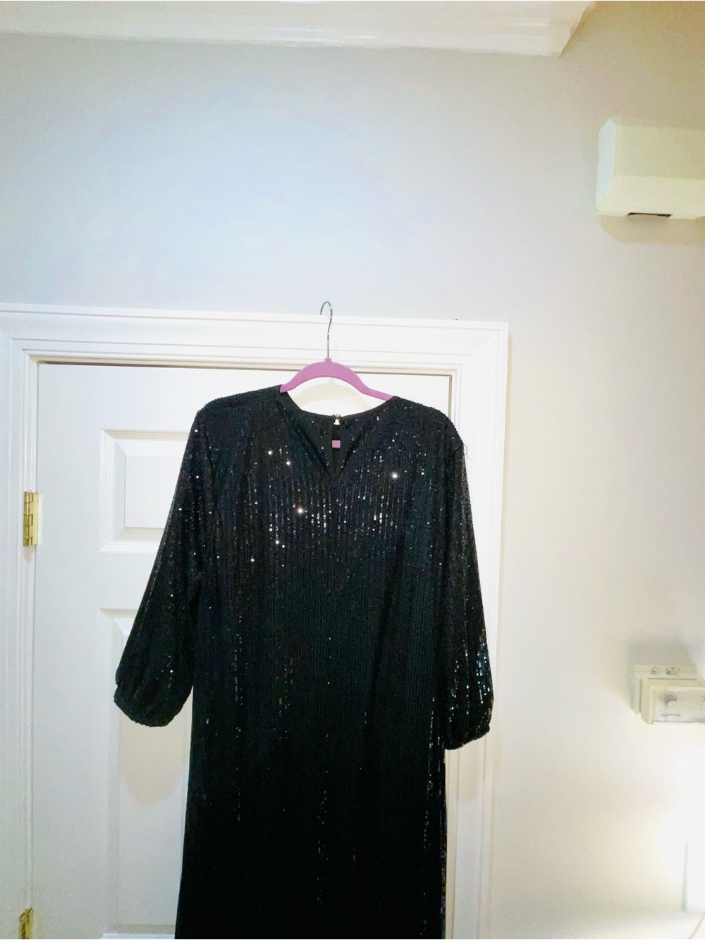 Black Sequin Long Sleeve Evening Dress - Picture 9 of 12